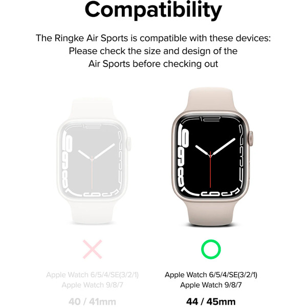 Чехол Ringke Air Sports для Apple Watch 9/8/7 45mm, SE3/SE2/SE/6/5/4 44mm BLACK