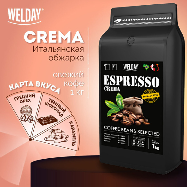 Кофе в зернах Welday ESPRESSO Crema, 1000 г