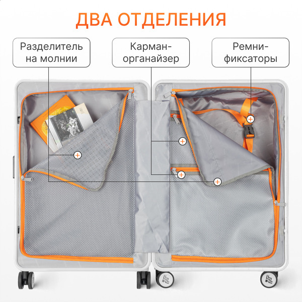 Чемодан DoubleW 005# (M, белый)