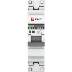 Выключатель автоматический EKF PROxima ВА 47-63 1P 10А (D) 4,5kA