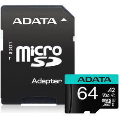 Карта памяти ADATA Premier Pro AUSDX64GUI3V30SA2-RA1 microSDXC 64GB (с адаптером)