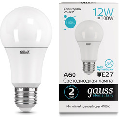 Лампа Gauss LED Elementary 12W А60 Е27 4100K (23222)