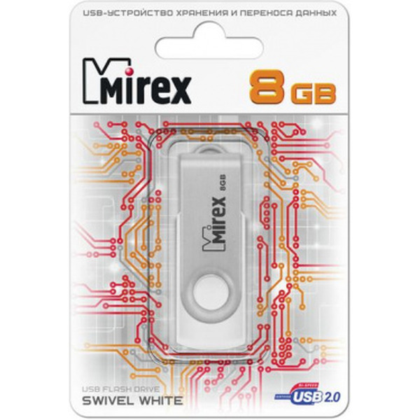 USB Flash MIREX Swiwel White 8GB (13600-FMUSWT08)
