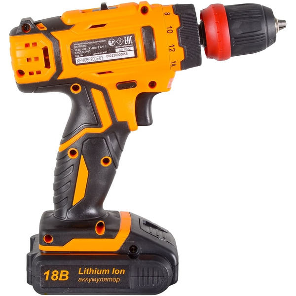 Дрель-шуруповерт Вихрь ДА-18Л-2КC (72/14/34) с 2-мя АКБ, кейс