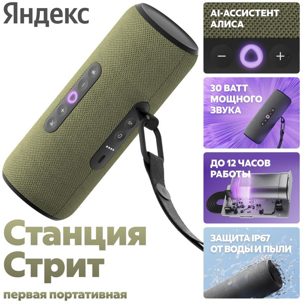Портативная Умная колонка Яндекс.Станция Стрит YNDX-00030GRN (зеленый)