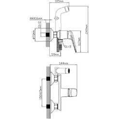 Смеситель с лейкой для биде AV Engineering AVPOS2-A174-120