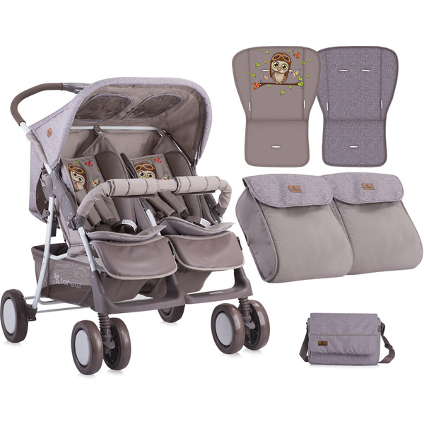Коляска прогулочная «книга» Lorelli Twin with Summer Basket Beige Buho with Leaves (10020071702)