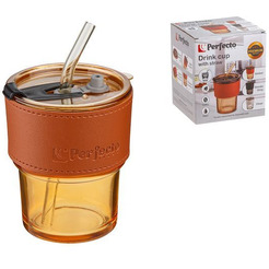 Стакан с трубочкой Perfecto Linea Amber 31-400201