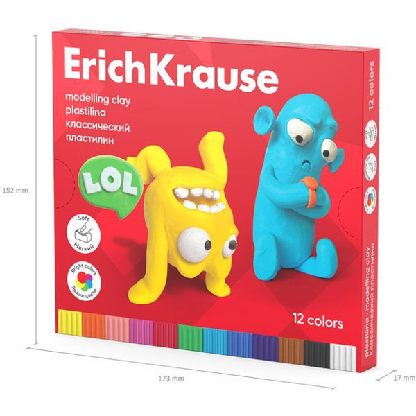 Пластилин Erich Krause Jolly Friends 61347 (12 цв)