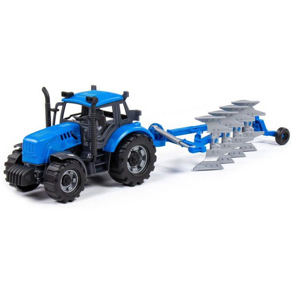 Трактор Полесье Прогресс с плугом 91291 (синий)