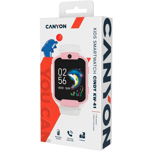 Детские умные часы Canyon Cindy KW-41 (CNE-KW41WP) белый/розовый