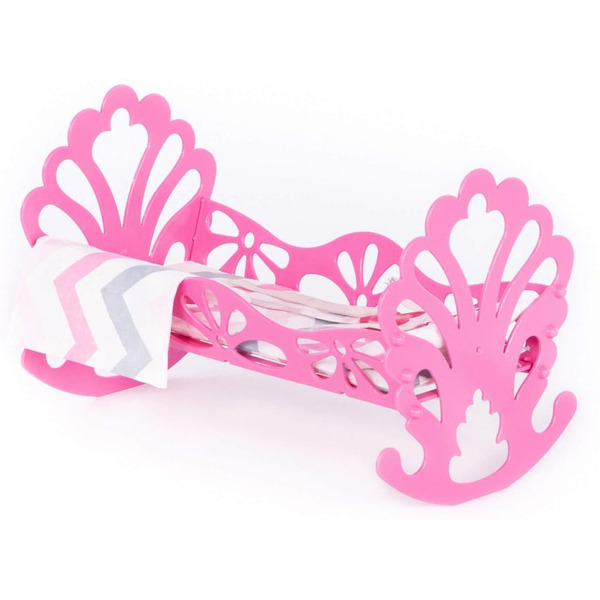 Кроватка-качалка Полесье сборная с бумажной куклой и постельным бельём 69801