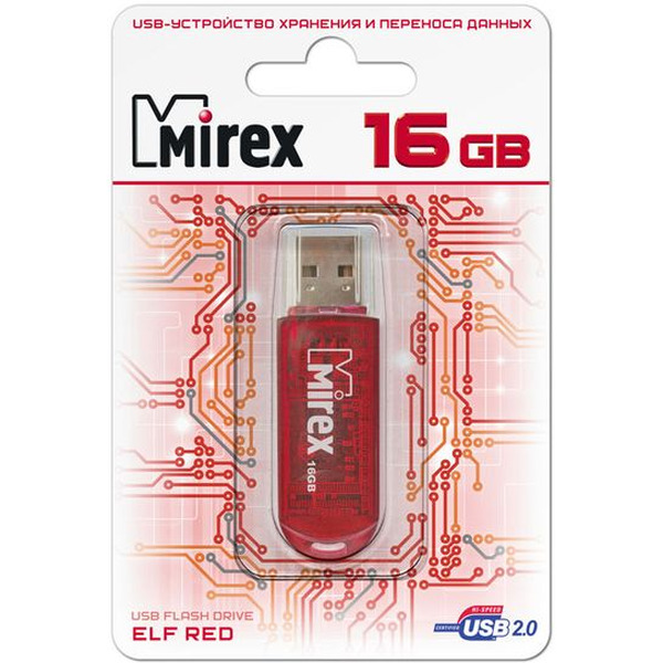 USB Flash MIREX ELF Red 16GB (13600-FMURDE16)