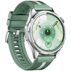 Смарт-часы HUAWEI Watch GT 6 46mm (ATM-B19) серебристый, с зеленым плетеным ремешком