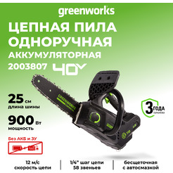 Аккумуляторная пила Greenworks GD40TCS 2003807 (без АКБ и ЗУ)