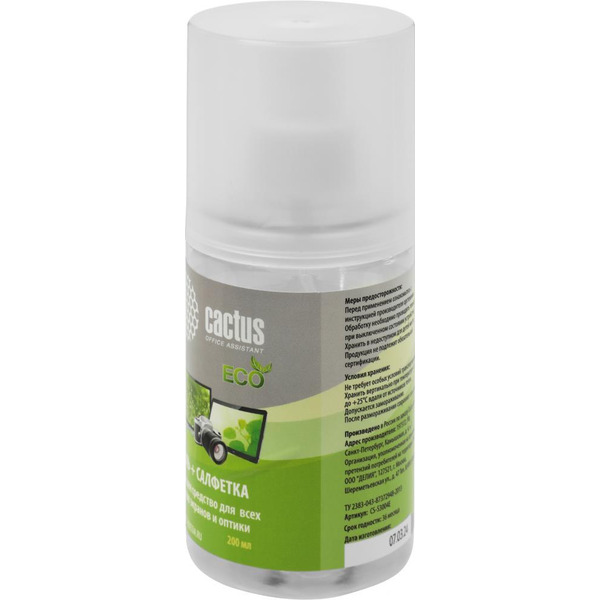Чистящий набор Cactus CS-S3004E для экранов и оптики (салфетка + гель, 200 мл)