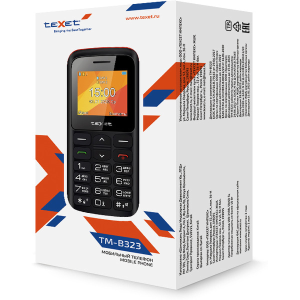 Мобильный телефон TeXet TM-B323 (черный/красный)