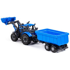 Трактор Полесье Прогресс с прицепом и ковшом 91833 (синий)