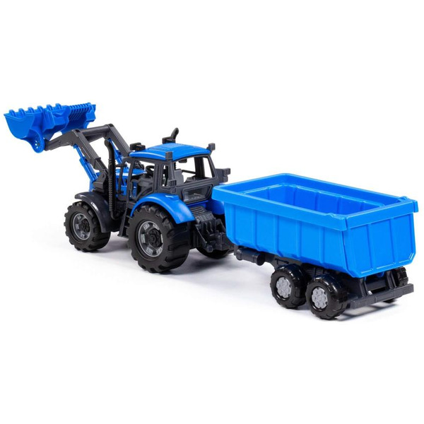Трактор Полесье Прогресс с прицепом и ковшом 91833 (синий)