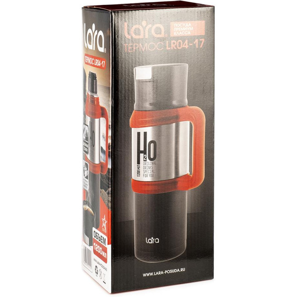 Термос Lara LR04-17 (черный/сталь)