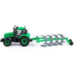 Трактор Полесье Прогресс с плугом 91307 (зеленый)