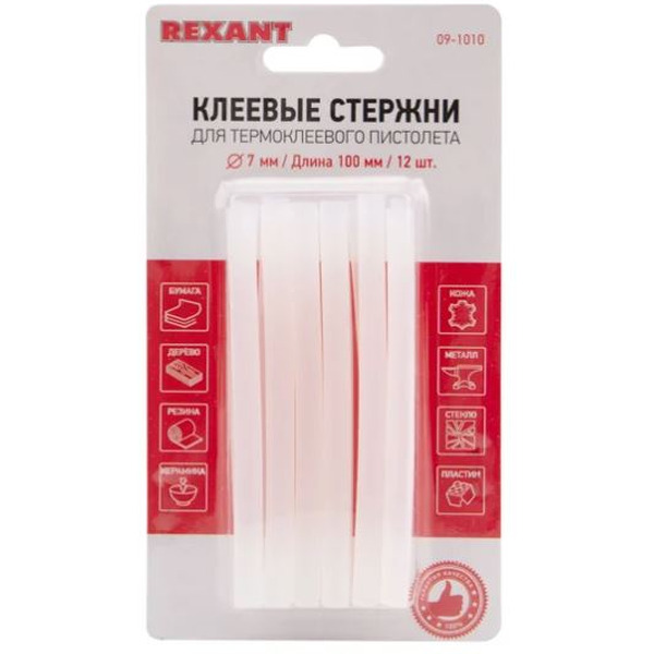 Клеевые стержни Rexant 09-1010 (12 шт, прозрачный)