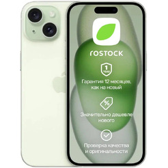 Смартфон Apple iPhone 15 128Gb SIM+eSIM восстановленный Rostock Грейд В (зеленый)