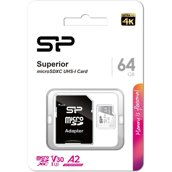 Карта памяти Silicon-Power Superior microSDXC SP064GBSTXDA2V20SP 64GB (с адаптером)