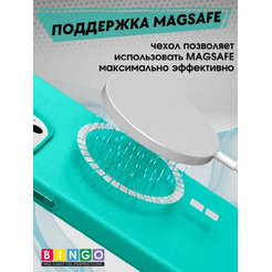 Бампер Bingo Leather Magsafe для iPhone 14 Pro (мятный)