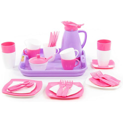 Набор детской посуды Полесье "Алиса" с подносом на 4 персоны (Pretty Pink) 40657
