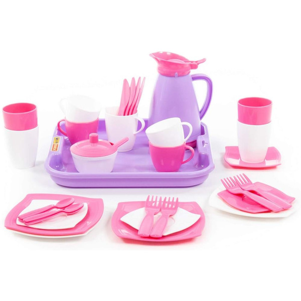 Набор детской посуды Полесье "Алиса" с подносом на 4 персоны (Pretty Pink) 40657