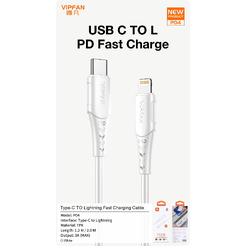Кабель VIPFAN P04 Type-C-Lightning 3A 2 м (белый)