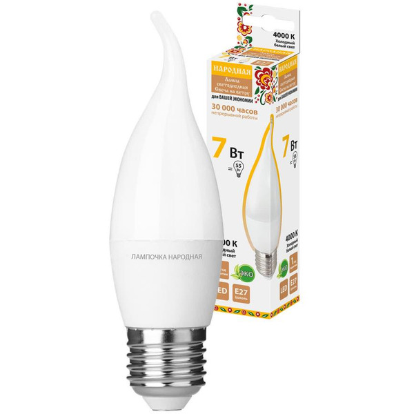 Лампочка TDM WFС37-7 Вт-230 В -4000 К–E27 SQ0340-1547