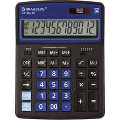 Калькулятор BRAUBERG Extra 12-BKBU 250472 (черный/синий)