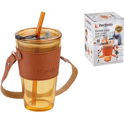 Стакан с трубочкой Perfecto Linea Amber 31-450201