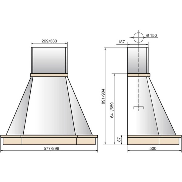 Вытяжка Elikor Камин Грань 90П-650-П3Л 840772 (бежевый/дуб неокрашенный)