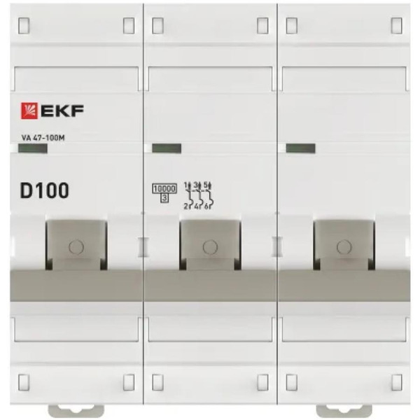 Выключатель автоматический EKF PROxima ВА 47-100 3P 100А (D) 10kA (без теплового расцепителя)