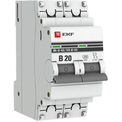 Выключатель автоматический EKF PROxima ВА 47-63 2P 20А (В) 4.5kA