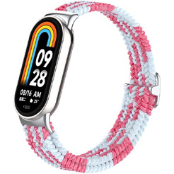 Ремешок Bingo Braided для Xiaomi Mi Band 8 (розовый с белым)