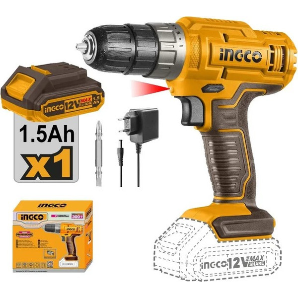 Аккумуляторная дрель-шуруповерт INGCO CDLI1218