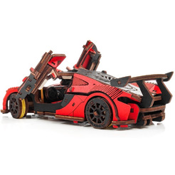 Механическая модель в виде конструктора EWA Гоночный автомобиль красный