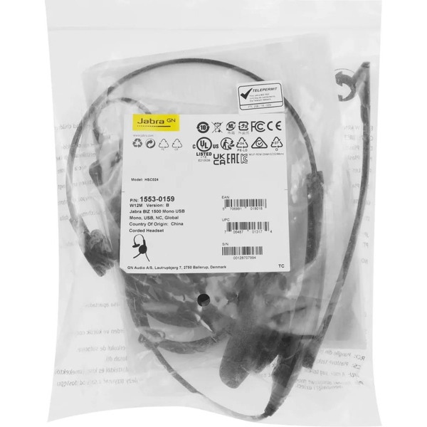 Наушники с микрофоном Jabra BIZ 1500 Mono (черный) 1553-0159