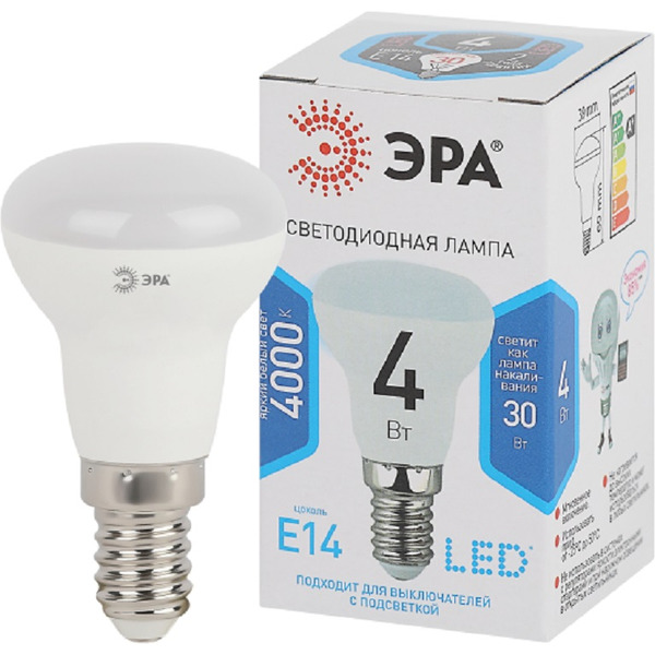 Led r39-4w-840-e14 std Лампочка светодиодная е14 4вт рефлектор нейтральный белый свет ЭРА