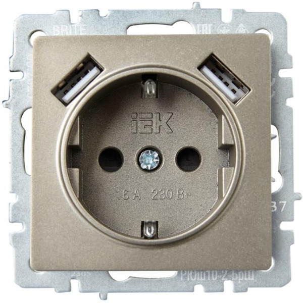 Розетка IEK Brite BR-R14-16-U21-D31-K37