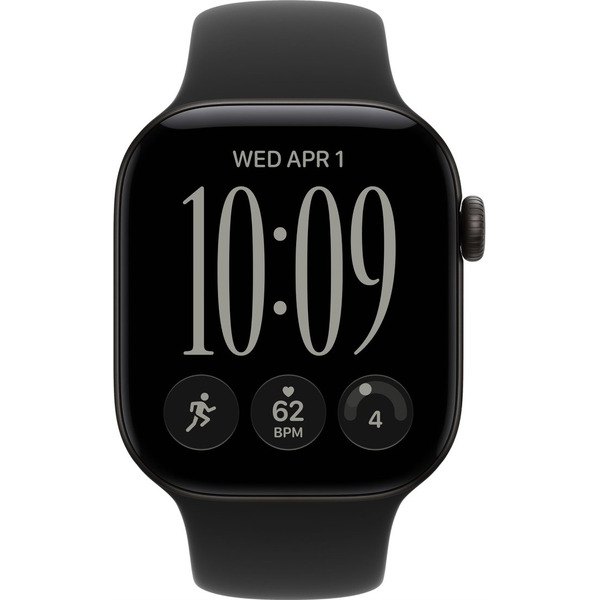 Умные часы Apple Watch Series 12 42 мм MJEA4X/A (алюминиевый корпус, черный/черный, спортивный силиконовый ремешок S/M)