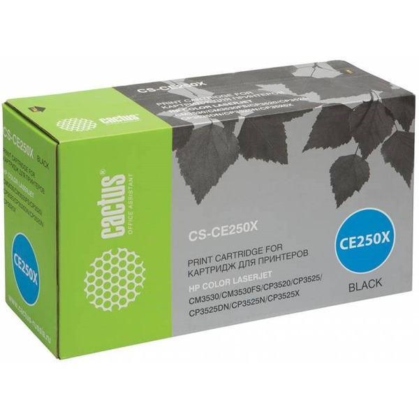 Картридж лазерный Cactus CS-CE250X CE250X черный (10500стр.) для HP CLJ CP3525/CM3530