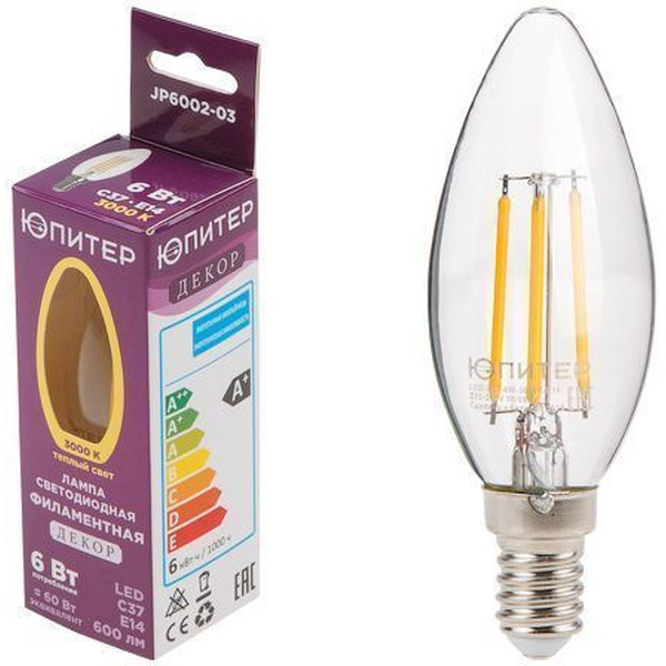 Лампа светодиодная филаментная ЮПИТЕР JP6002-03