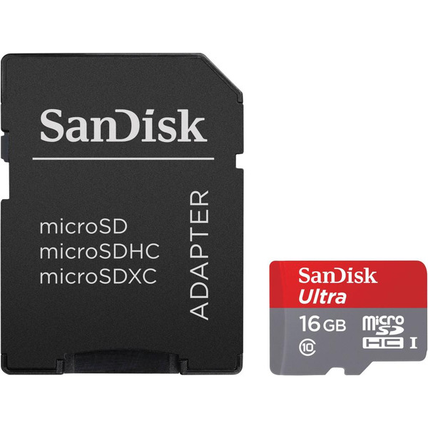 Карта памяти SANDISK microSDHC 16GB 10 CL, UHS-I c адаптером (SDSQUNC-016G-GN6MA)