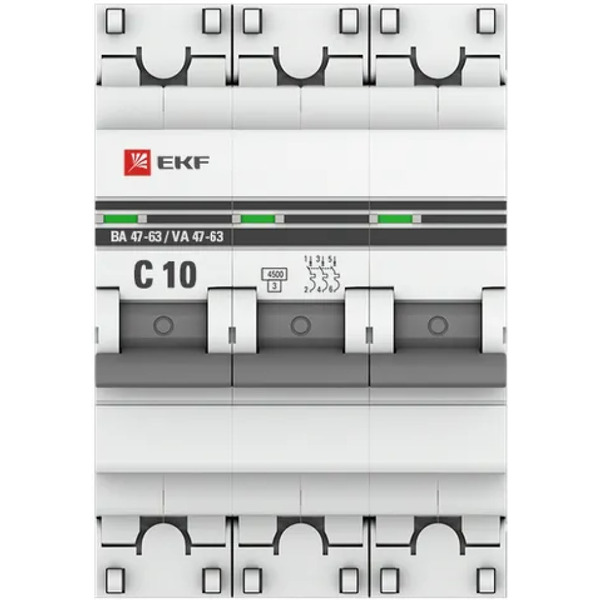 Выключатель автоматический EKF PROxima ВА 47-63 3P 10А (C) 4,5kA
