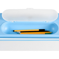 Парта+стул Anatomica Avgusta с выдвижным ящиком и подставкой (белый/голубой)